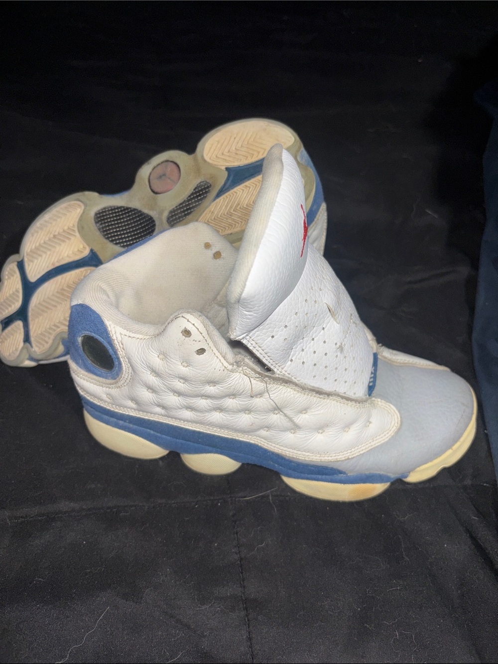 Jordan Kids White and Blue High-Top Sneakers with Red Jumpman